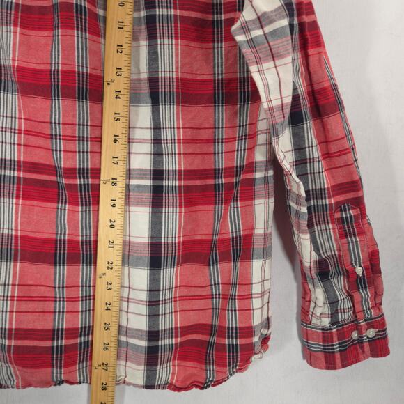 Brooks Brothers Shirt Mens L Red Black Plaid Linen Blend Long Sleeve Button Down - Picture 9 of 11